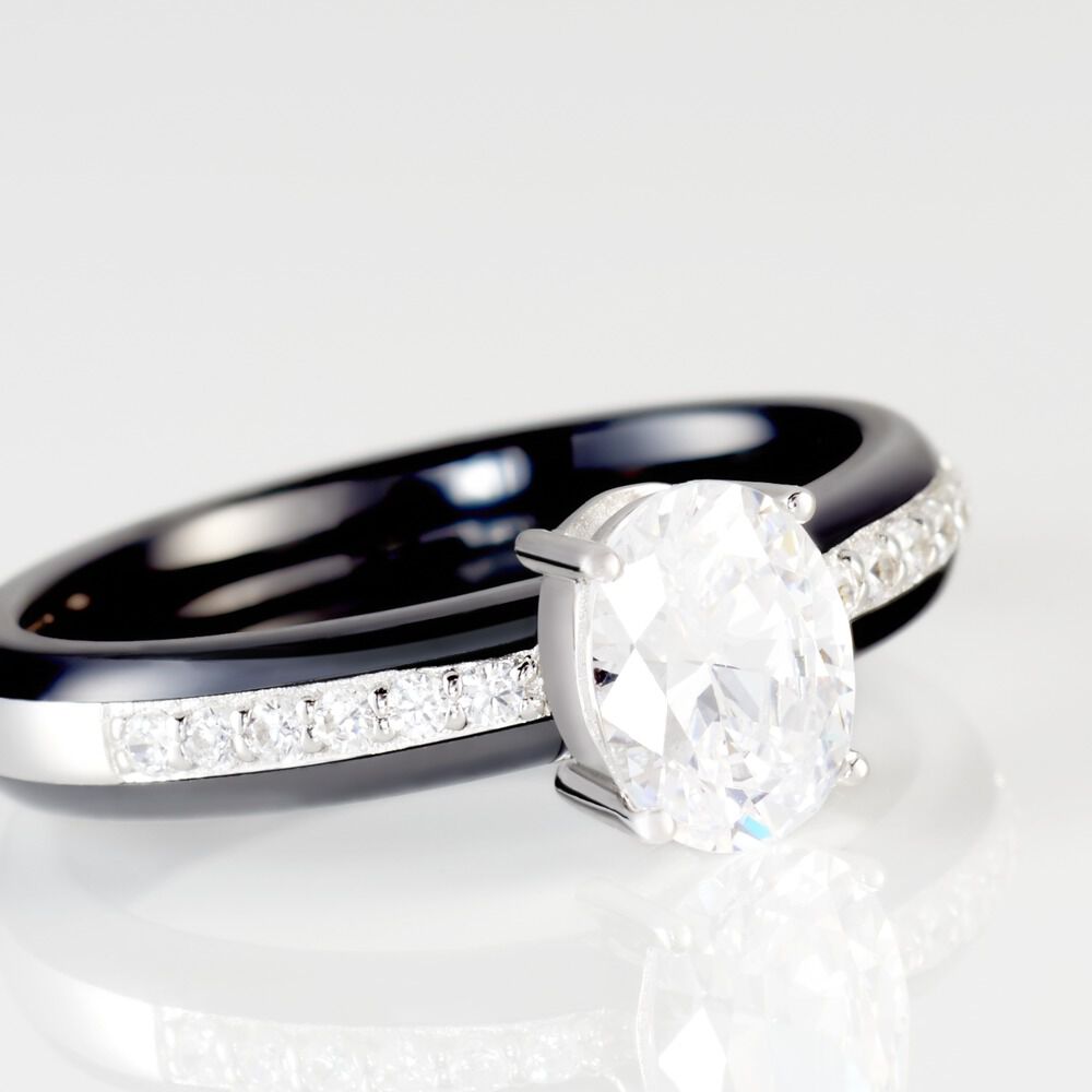 Bague Solitaire Neville Argent Blanc C&eacute;ramique Et Oxyde De Zirconium - Bagues de promesse Femme | Marc Orian