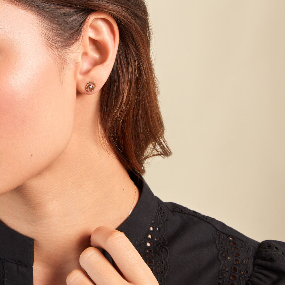 Boucles D'oreilles Puces Briitilia Or Jaune Diamant - Puces Femme | Marc Orian