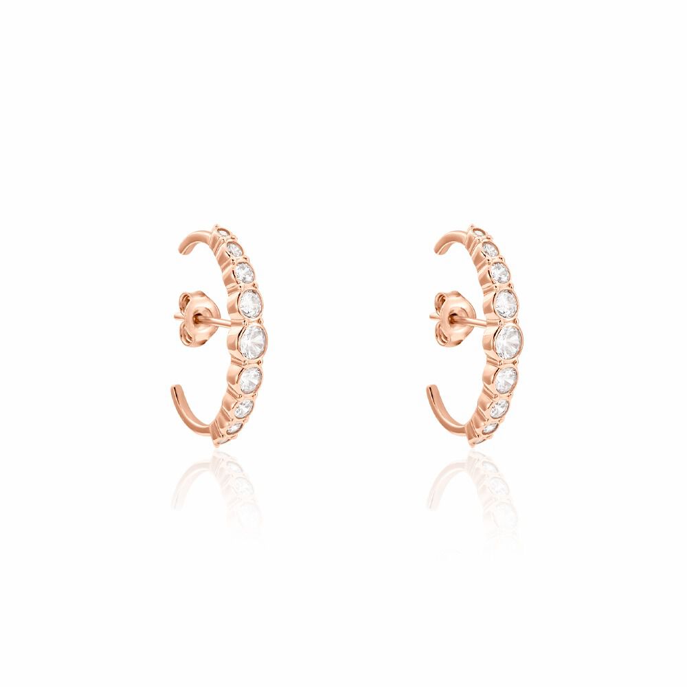 Boucles D'oreilles Liviu Argent Rose Oxyde De Zirconium - Créoles Femme | Marc Orian