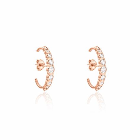 Boucles D'oreilles Liviu Argent Rose Oxyde De Zirconium - Créoles Femme | Marc Orian