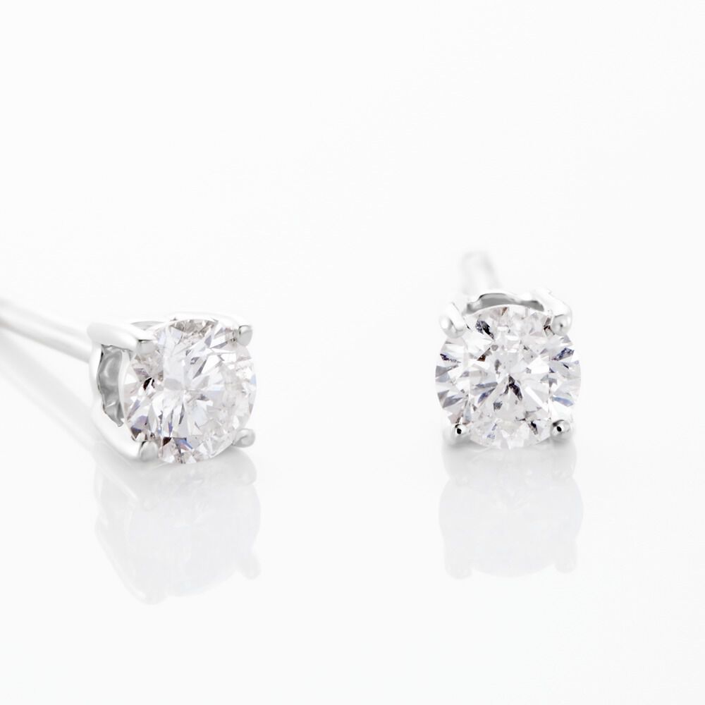 Boucles D'oreilles Puces Aphrodite Or Blanc Diamant - Puces Famille | Marc Orian