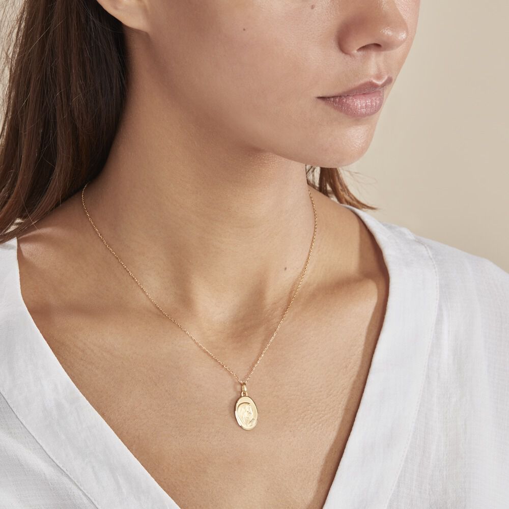 Pendentif Vierge Ovale Or Jaune - Bijoux personnalisés Famille | Marc Orian
