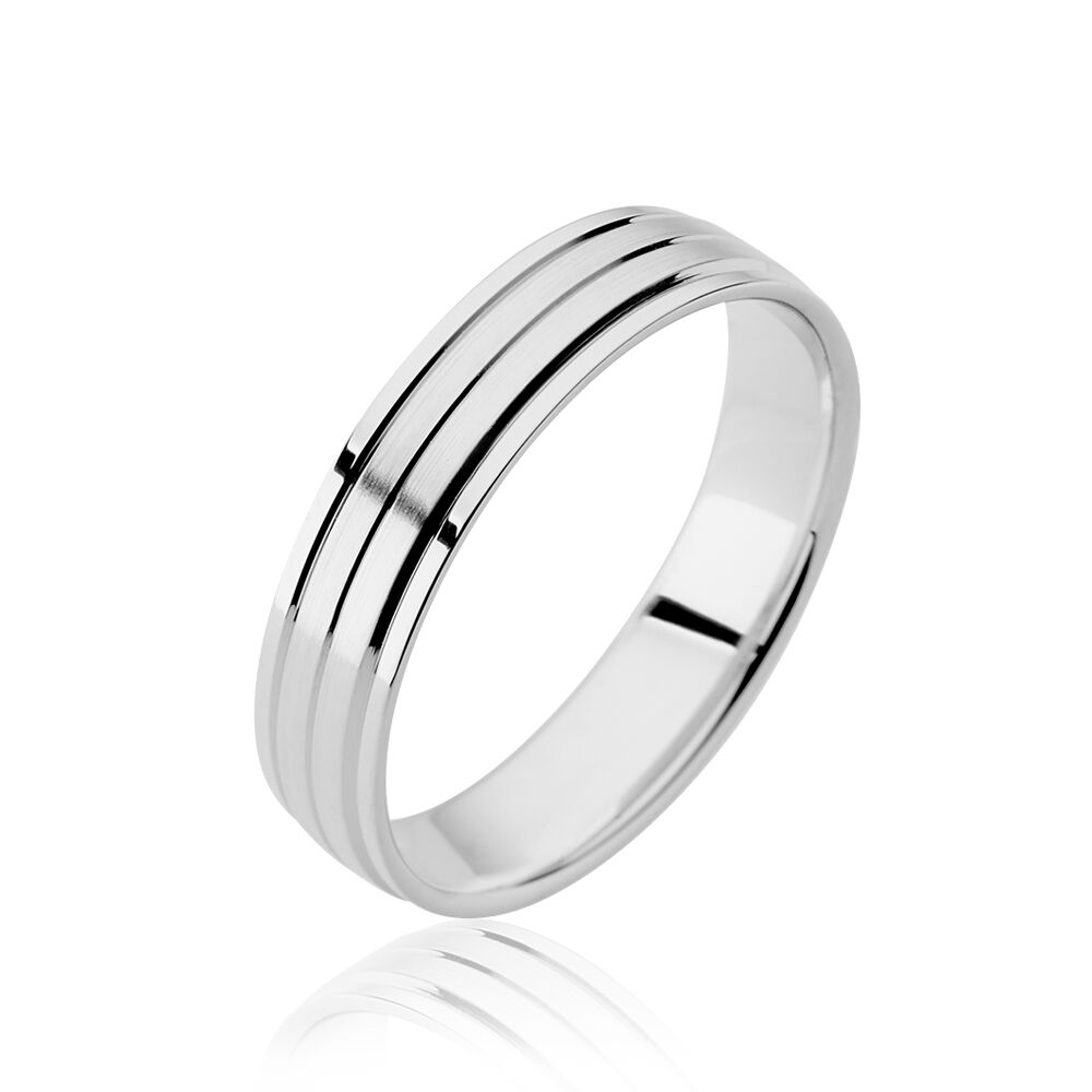 Alliance Basile Ruban Plat Or Blanc - Alliances duo Unisex | Marc Orian