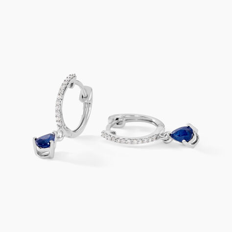 Créoles Or Blanc  Saphir Et Diamants - Boucles d'oreilles pierres précieuses Femme | Marc Orian
