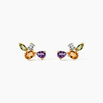 Boucles D'oreilles Puces Hortense Or Jaune Citrine Am&eacute;thyste Topaze - Puces Femme | Marc Orian