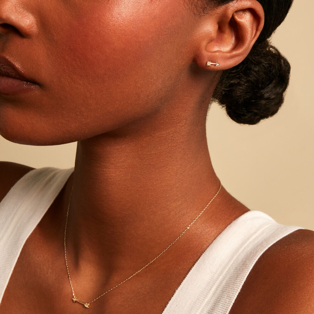 Boucles D'Oreilles Puces Fiorenzo Or Jaune Diamant - Puces Femme | Marc Orian