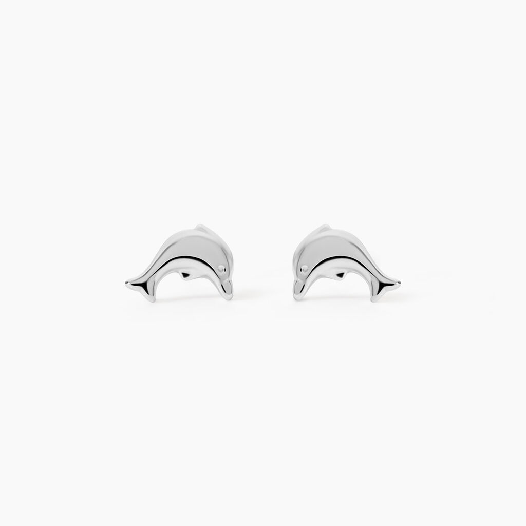 Boucles D'oreilles Puces Fulvie Dauphin 5 Or Blanc - Puces Femme | Marc Orian