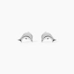 Boucles D'oreilles Puces Fulvie Dauphin 5 Or Blanc - Puces Femme | Marc Orian