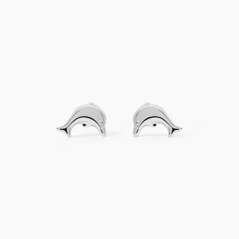 Boucles D'oreilles Puces Fulvie Dauphin 5 Or Blanc - Puces Femme | Marc Orian