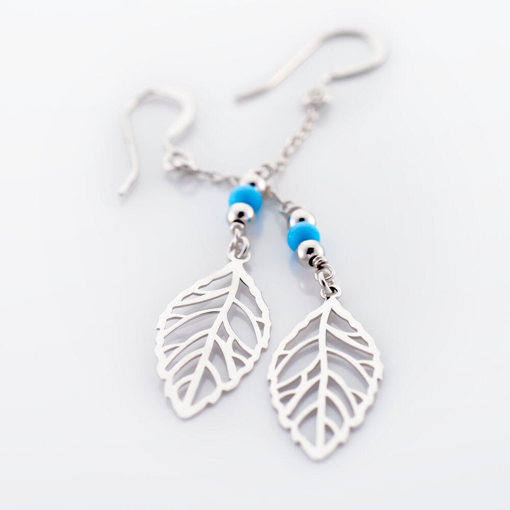 Boucles D'oreilles Pendantes Grethel Argent Blanc Turquoise - Pendantes Femme | Marc Orian