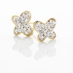 Boucles D'oreilles Puces Or Jaune Cercis Strass - Puces Famille | Marc Orian