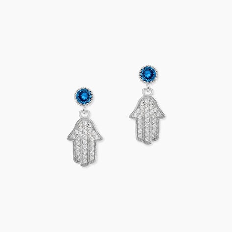 Boucles D'oreilles Pendantes Fidelma Argent Blanc Spinelle Oxyde - Pendantes Femme | Marc Orian