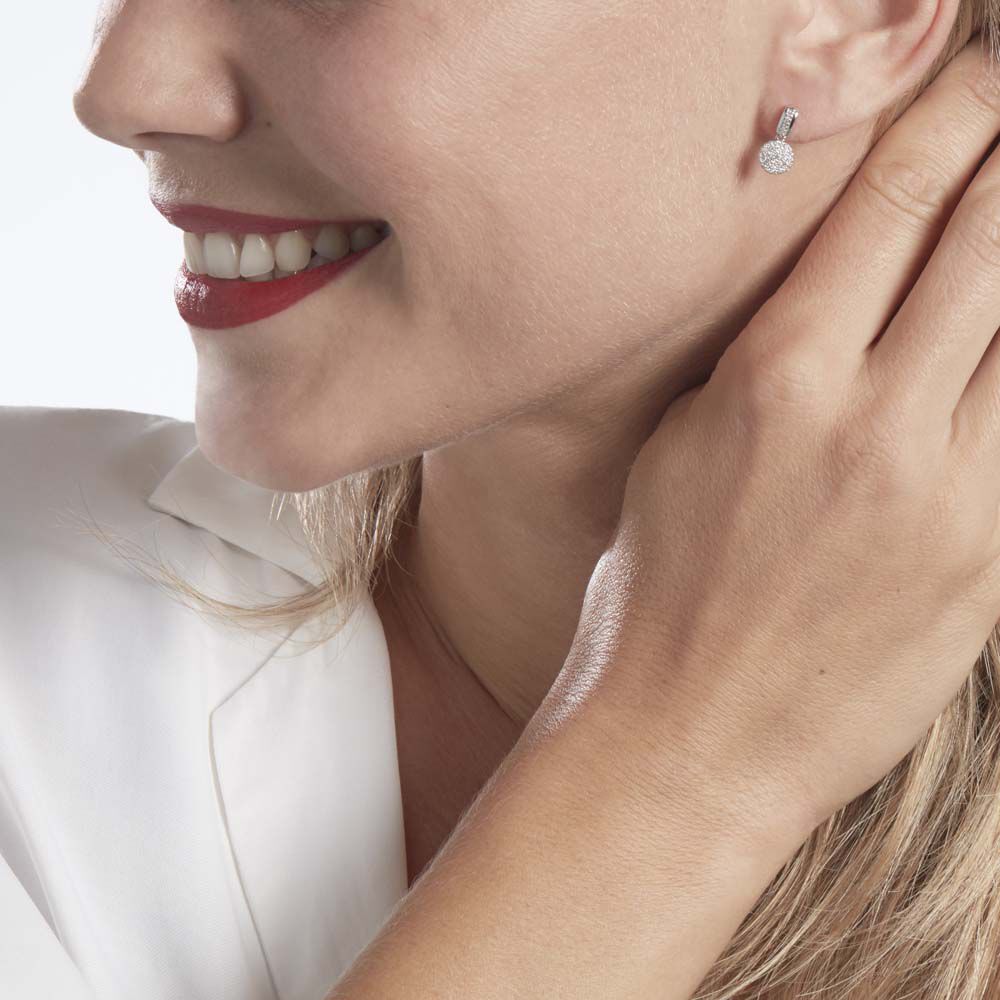 Boucles D'oreilles Pendantes Lisyae Or Blanc Diamant - Pendantes Femme | Marc Orian