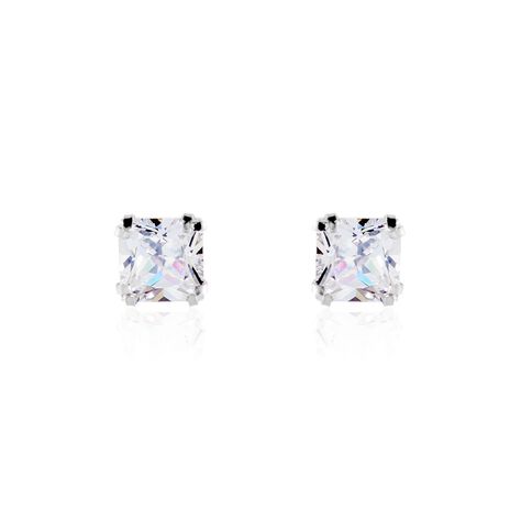 Boucles D'oreilles Puces Or Blanc Doreen Oxydes De Zirconium - Puces Famille | Marc Orian