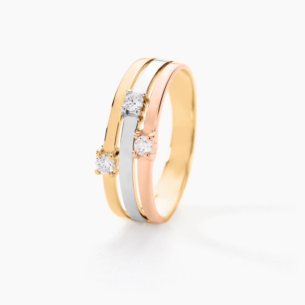 Bague Superposition Or Tricolore Diamant - Bagues 3 anneaux Femme | Marc Orian