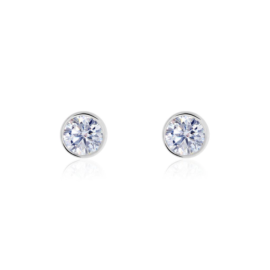 Boucles D'oreilles Pendantes Abha Argent Blanc Oxyde De Zirconium - Puces Femme | Marc Orian