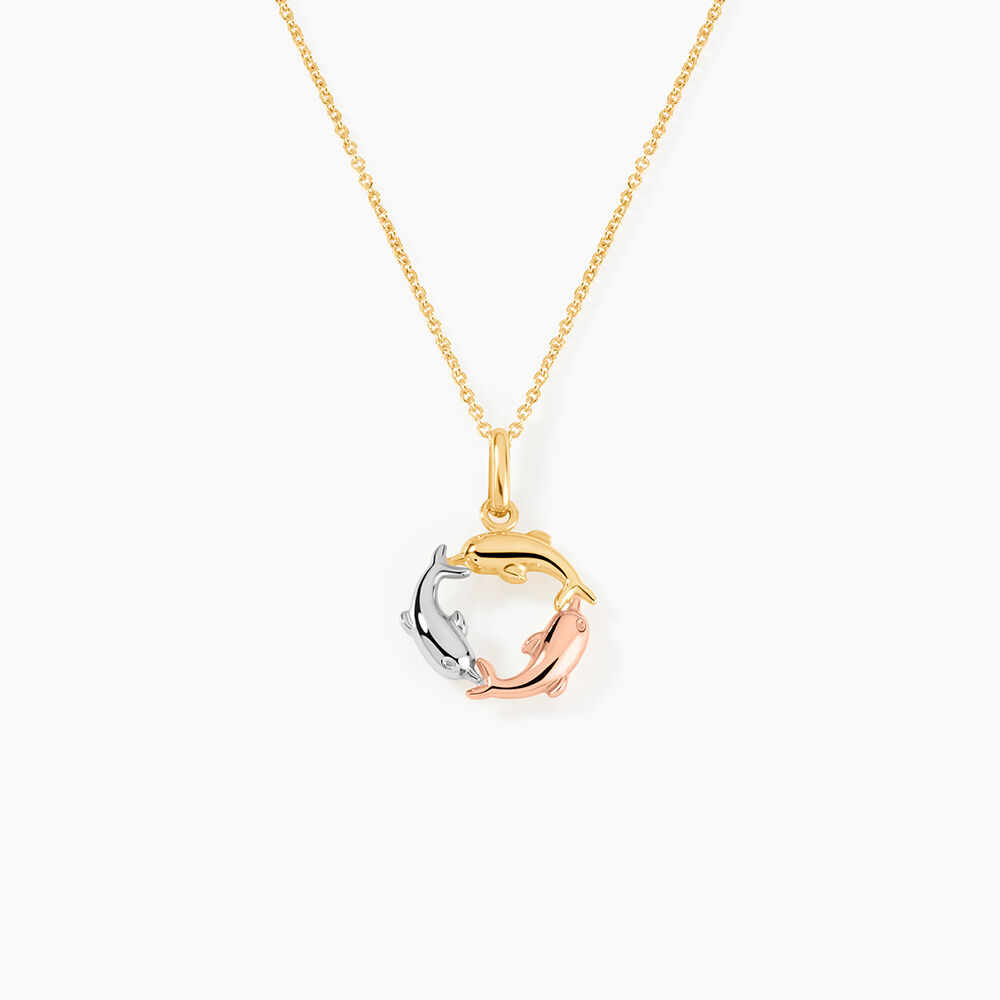 Pendentif Helmut Trio Dauphins Or Tricolore - Pendentifs Famille | Marc Orian