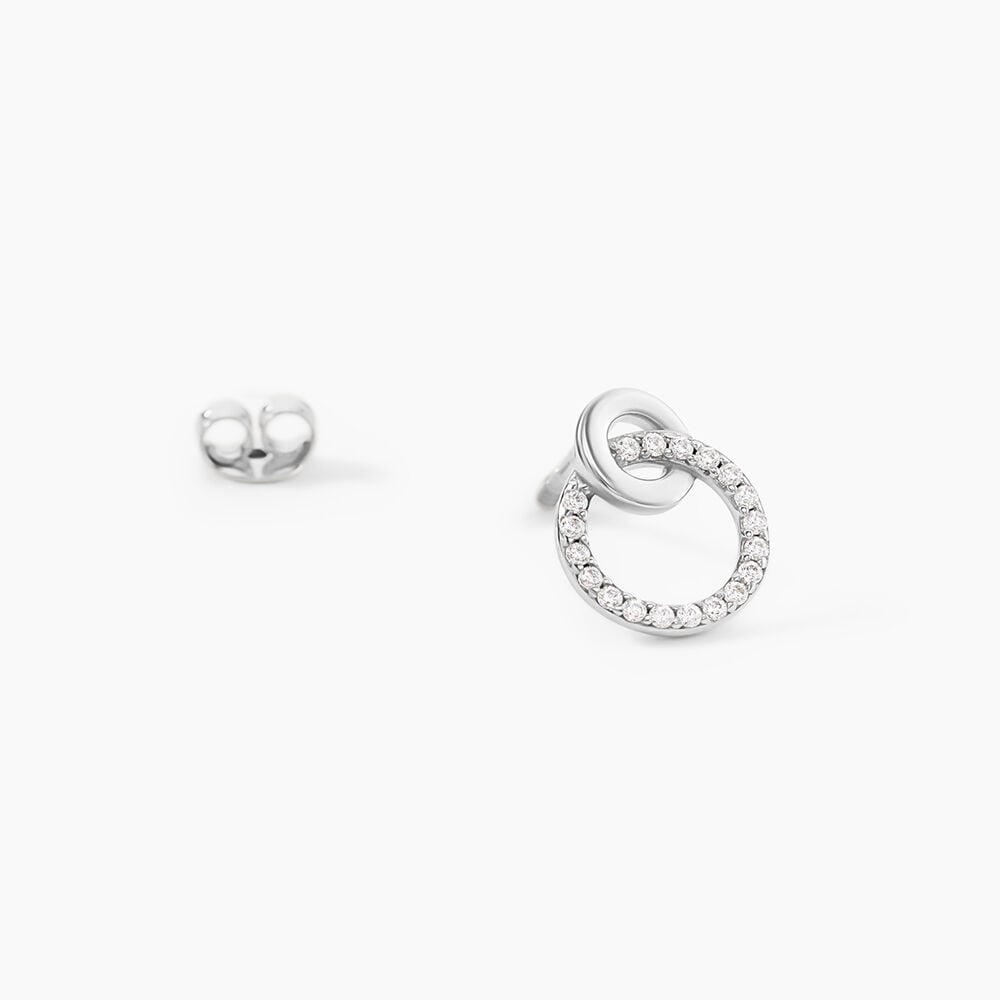 Boucles D'Oreilles Puces Fant Argent Blanc Oxyde De Zirconium - Puces Femme | Marc Orian