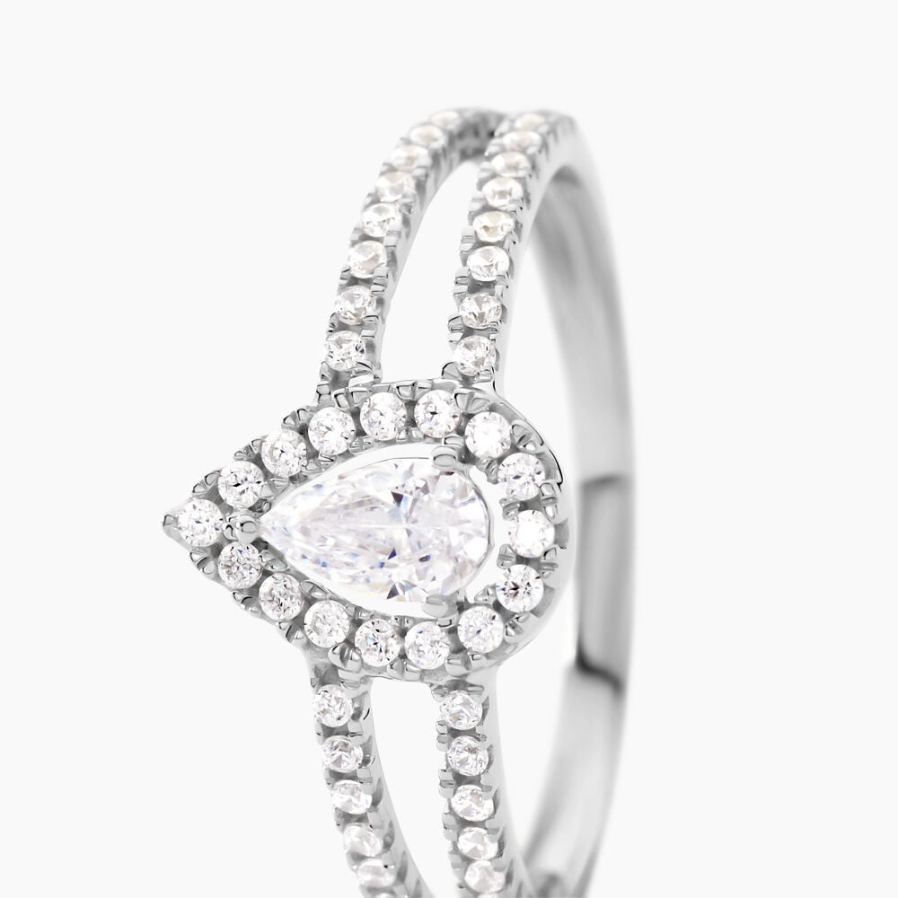 Bague Hildana Or Blanc Oxyde De Zirconium - Solitaires Femme | Marc Orian