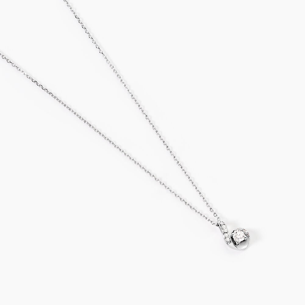 Collier Vrille Accompagnee Or Blanc Diamant - Colliers avec pierres Femme | Marc Orian