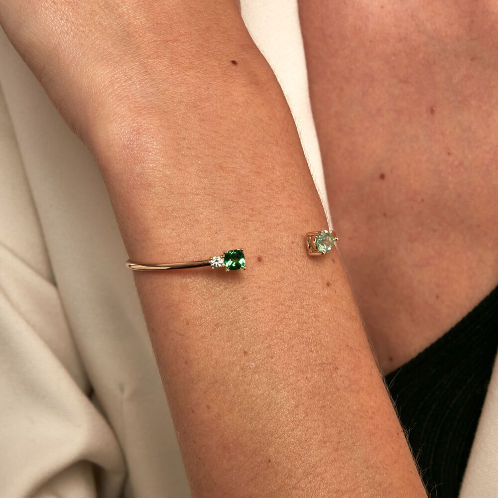 Bracelet Jonc Huffie Plaqué Or Jaune Pierre D'imitation - Bracelets joncs Femme | Marc Orian
