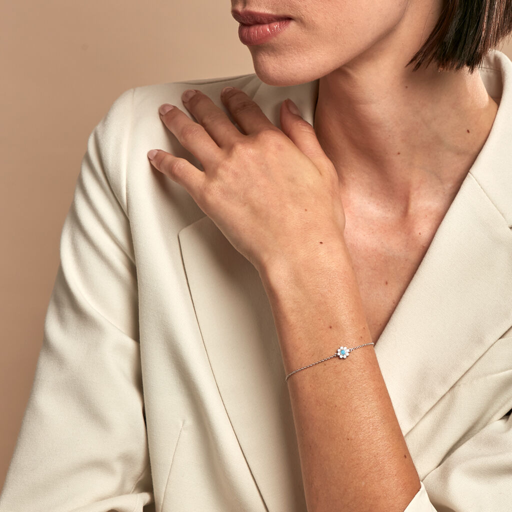 Bracelet Aurel Argent Blanc Turquoise Oxyde De Zirconium - Bracelets chaînes Femme | Marc Orian