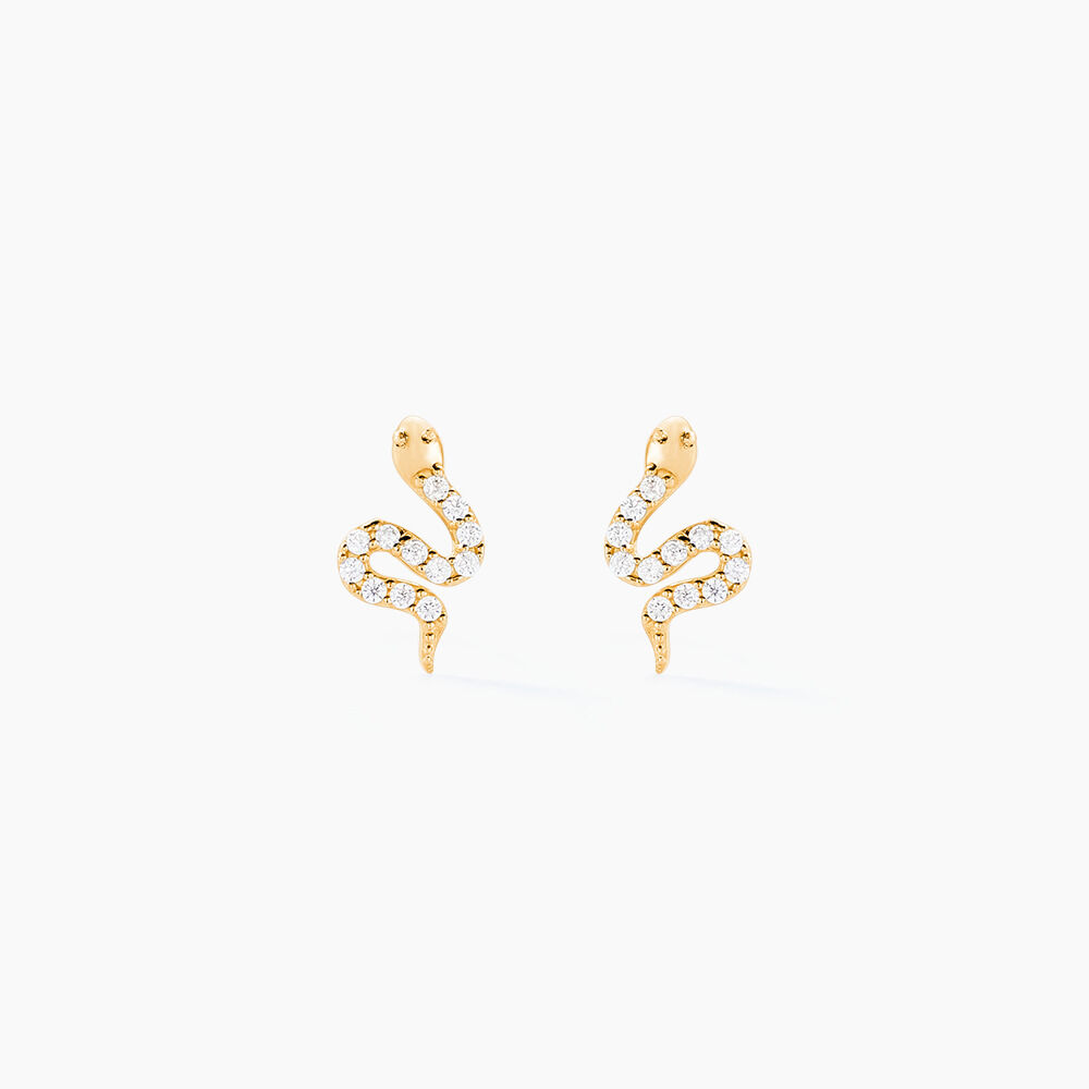 Boucles D'oreilles Puces Sergius Or Jaune Oxyde De Zirconium - Puces Femme | Marc Orian