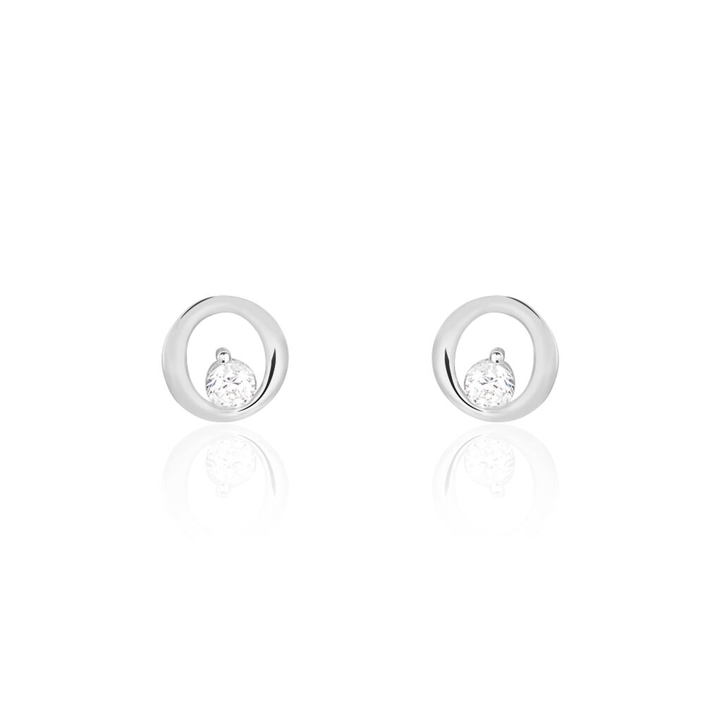 Boucles D'oreilles Puces Dolly Or Blanc Oxyde De Zirconium - Puces Femme | Marc Orian