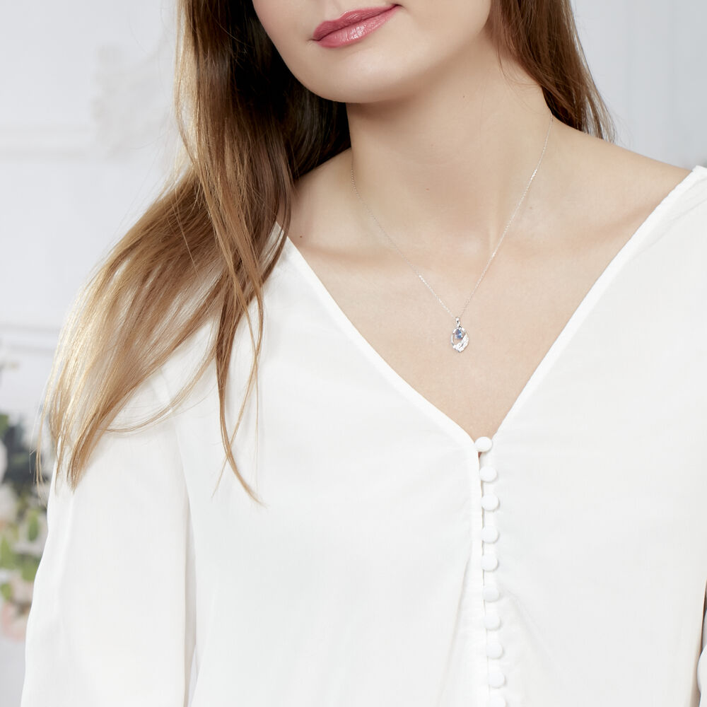 Collier Odila Or Blanc Saphir Diamant - Colliers avec pierres Femme | Marc Orian