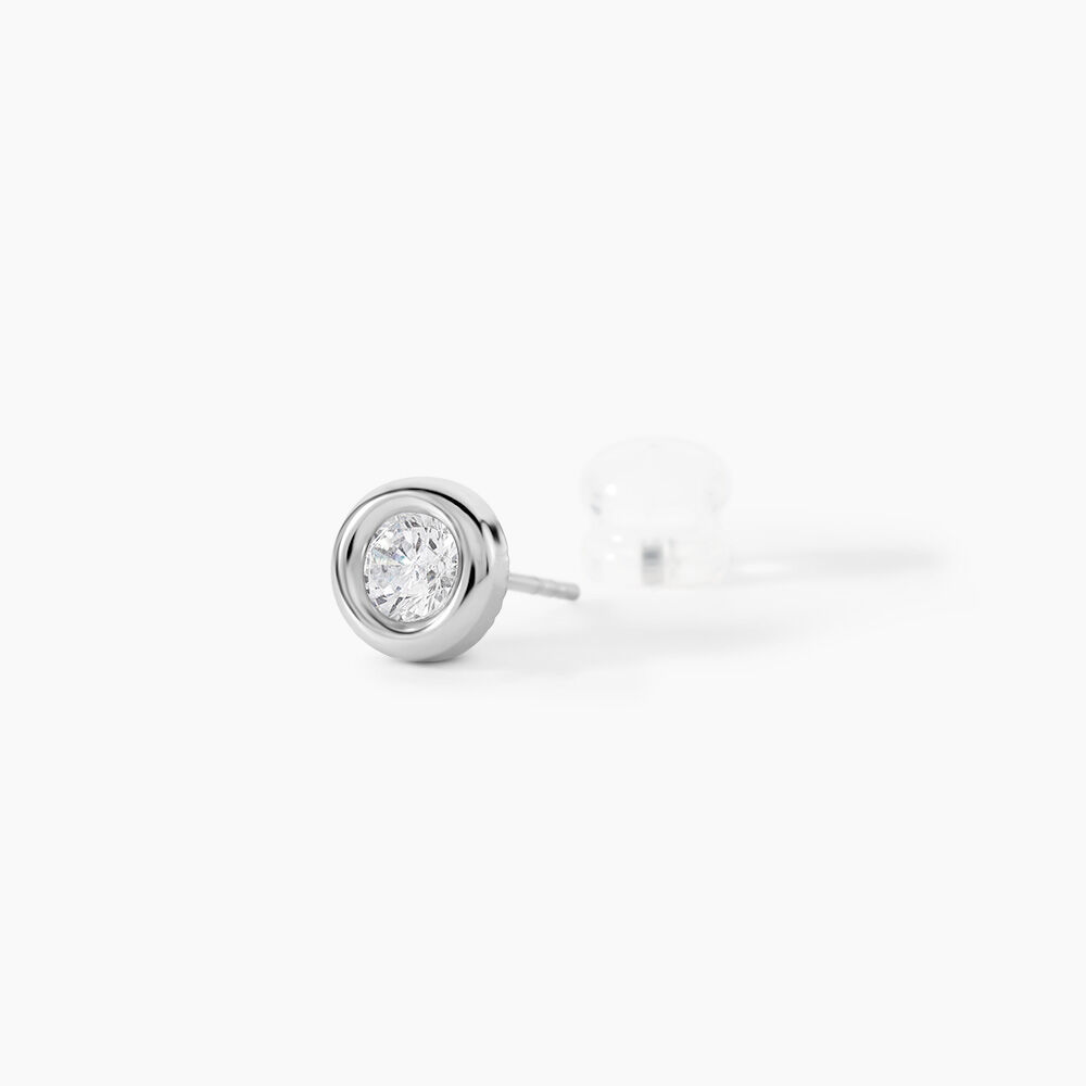 Boucles D'oreilles Puces Eden Serti Pneu Or Blanc Oxyde De Zirconium - Puces Femme | Marc Orian