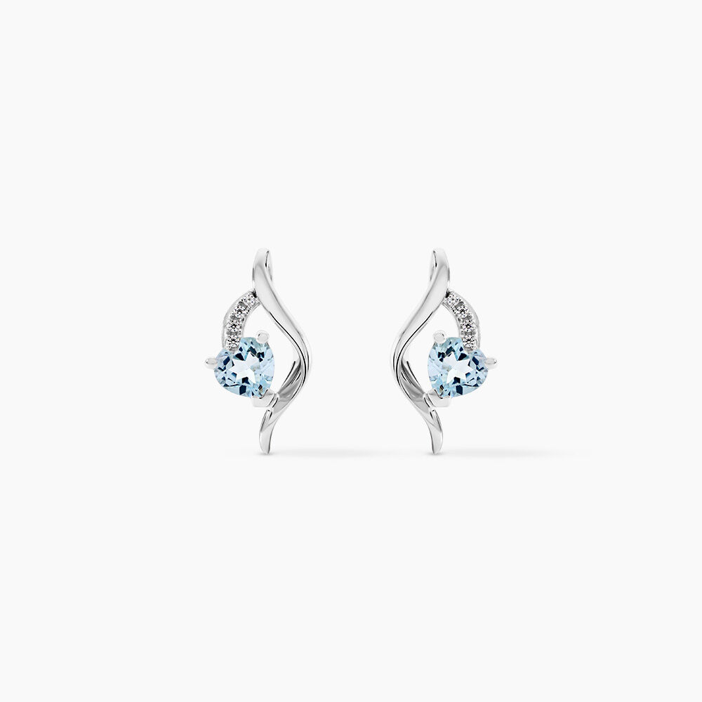 Boucles D'oreilles Puces Silucia Or Blanc Topaze Oxyde De Zirconium - Puces Femme | Marc Orian