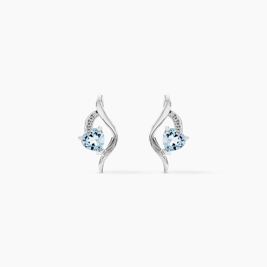 Boucles D'oreilles Puces Silucia Or Blanc Topaze Oxyde De Zirconium - Puces Femme | Marc Orian