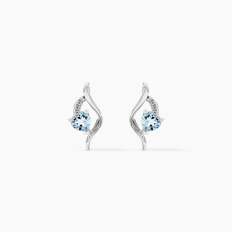 Boucles D'oreilles Puces Silucia Or Blanc Topaze Oxyde De Zirconium - Puces Femme | Marc Orian