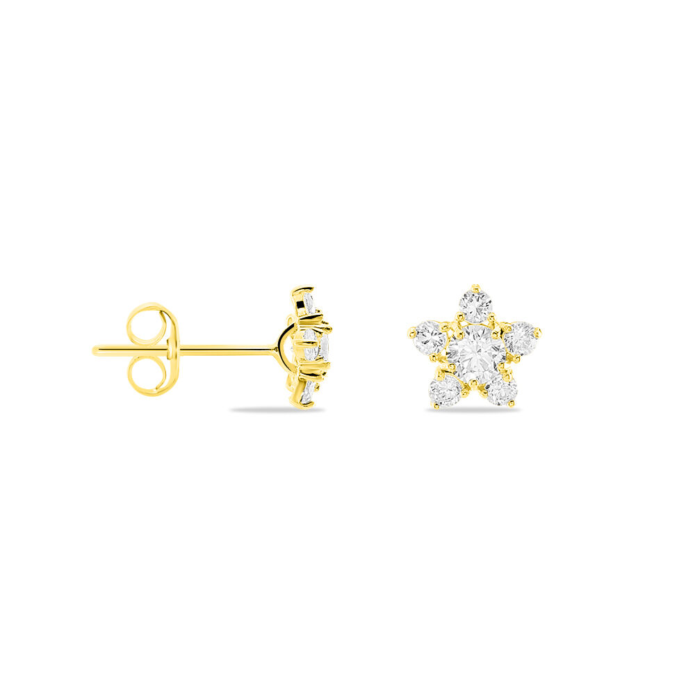 Boucles D'oreilles Puces Ilkis Etoile Or Jaune Oxyde De Zirconium - Puces Femme | Marc Orian