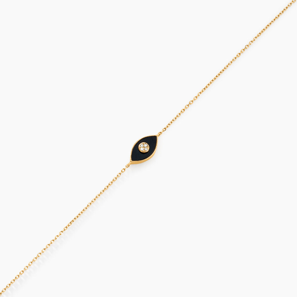 Bracelet Matiasma Or Jaune Onyx Diamant - Bracelets cha&icirc;nes Femme | Marc Orian