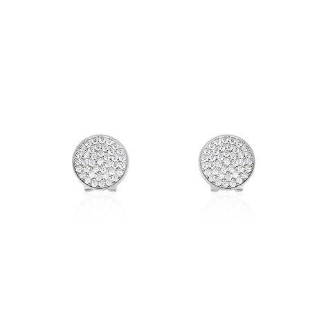 Boucles D'oreilles Puces Darwin Argent Blanc Oxyde - Puces Femme | Marc Orian