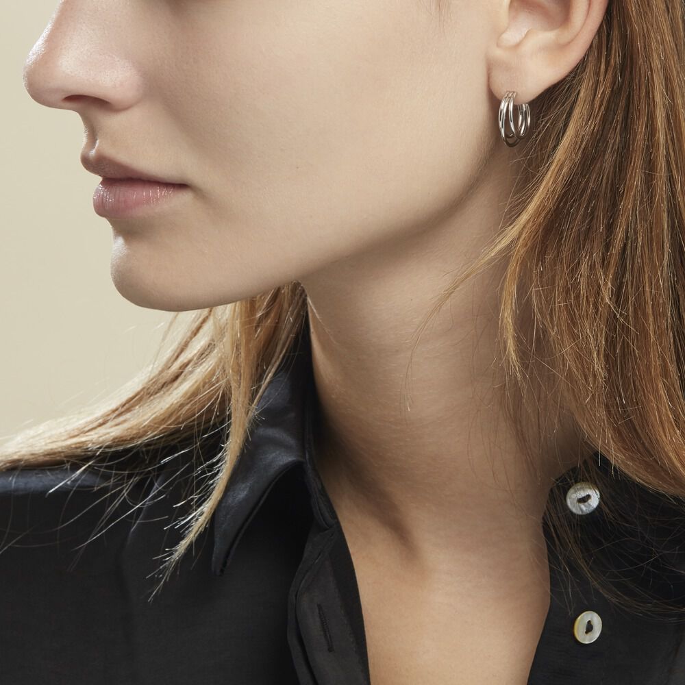 Créoles Argent Blanc Jukka - Créoles Femme | Marc Orian