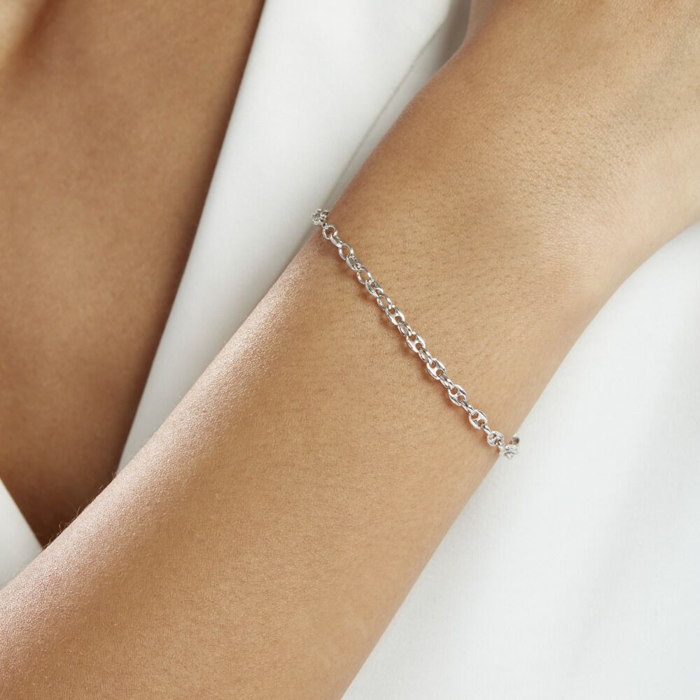 Bracelet Carrus Argent Blanc - Bracelets mailles Femme | Marc Orian