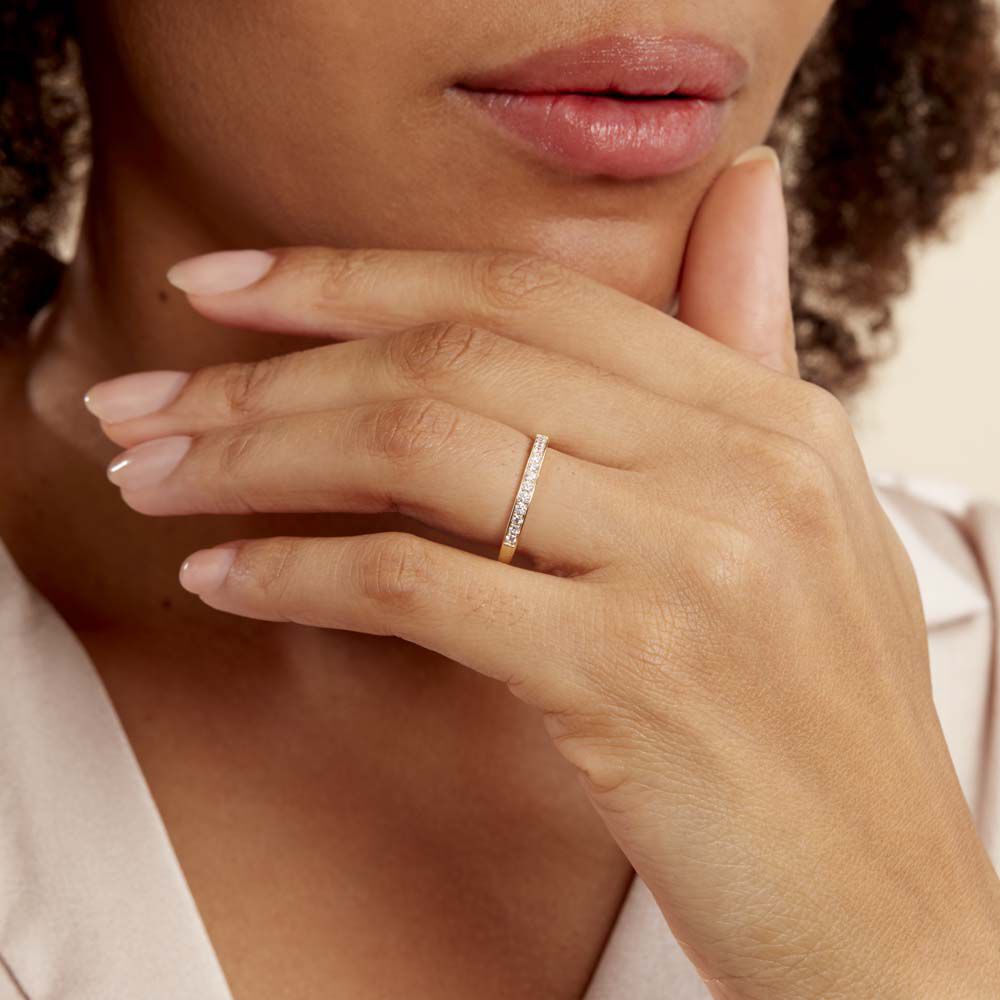 Alliance or store jaune diamant femme