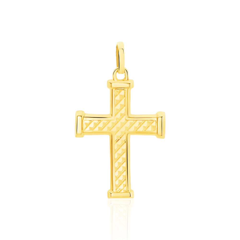Pendentif Benny Croix Ciselee Or Jaune - Pendentifs Famille | Marc Orian
