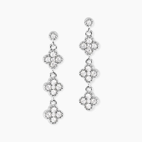 Boucles D'oreilles Pendantes Emmie Argent Blanc Oxyde De Zirconium - Pendantes Femme | Marc Orian
