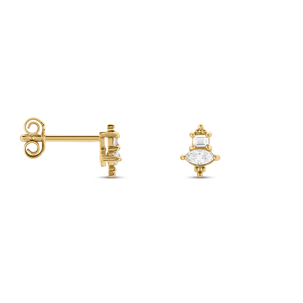 Boucles D'oreilles Puces éclat Perlé Plaqué Or Oxyde De Zirconium - Puces Femme | Marc Orian