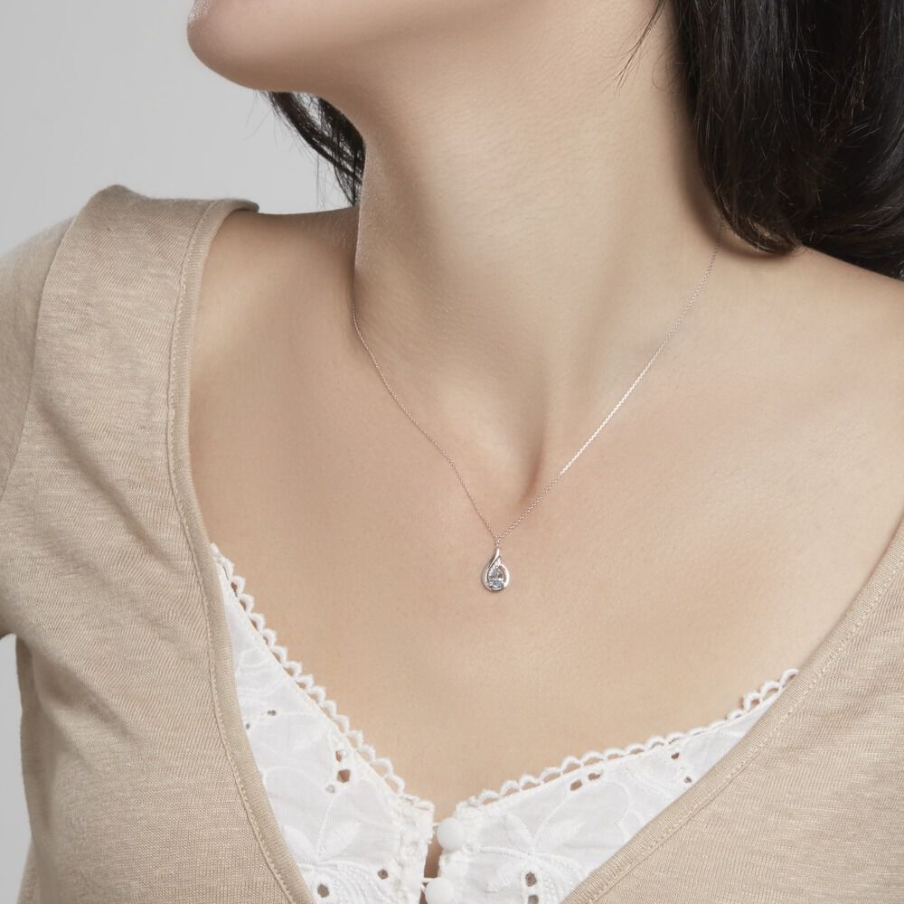 Collier Daen Or Blanc Topaze Oxyde - Colliers avec pierres Femme | Marc Orian