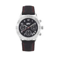 cadran argenté fond noir bracelet tissu noir