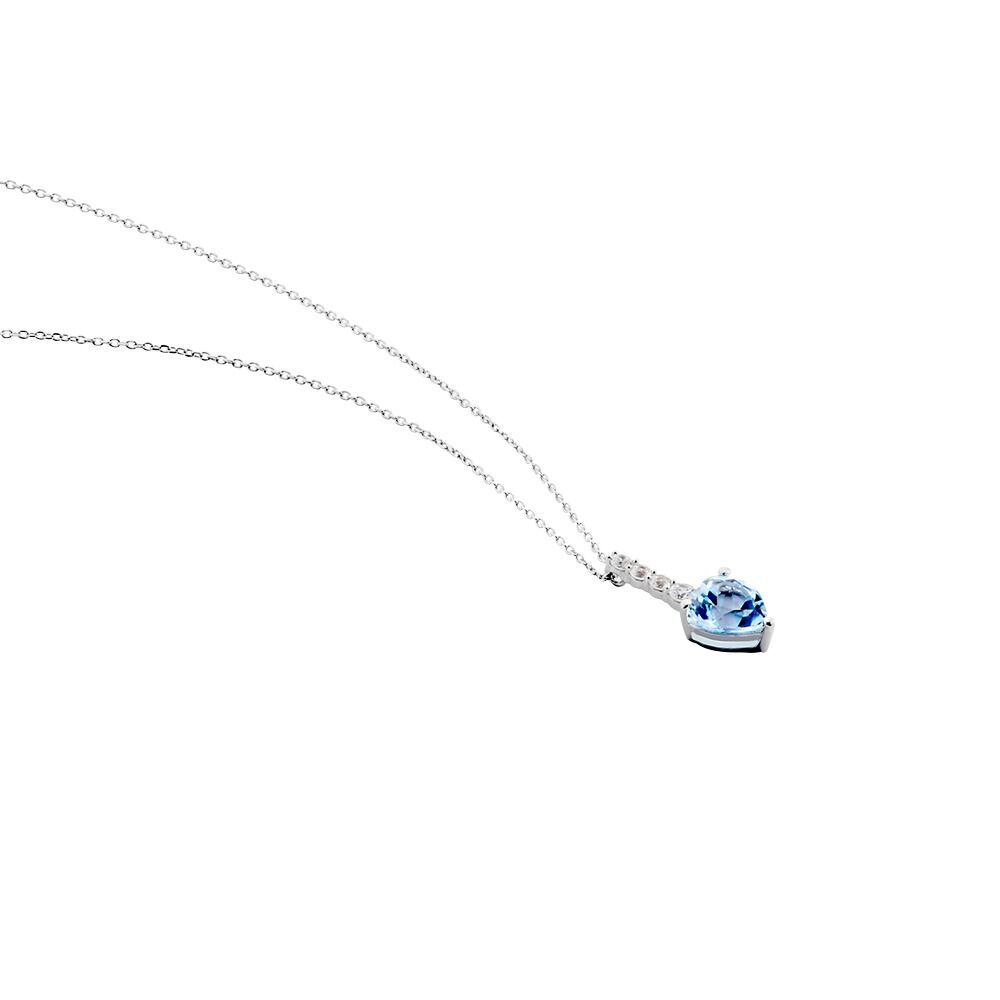 Collier Fany Or Blanc Topaze Et Oxyde De Zirconium - Colliers avec pierres Femme | Marc Orian