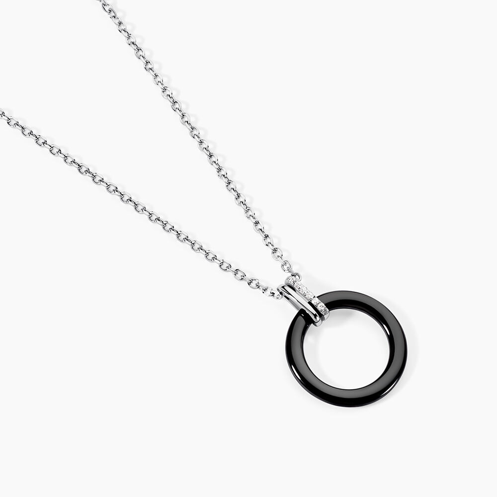 Collier Bertillianne Argent Blanc C&eacute;ramique Et Oxyde De Zirconium - Colliers avec pierres Femme | Marc Orian