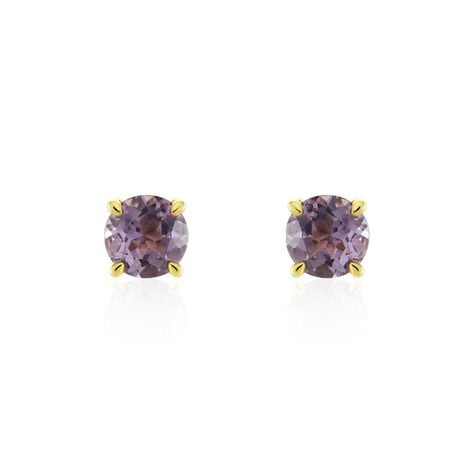 Boucles D'oreilles Puces Elea Or Jaune Amethyste Violet - Puces Femme | Marc Orian