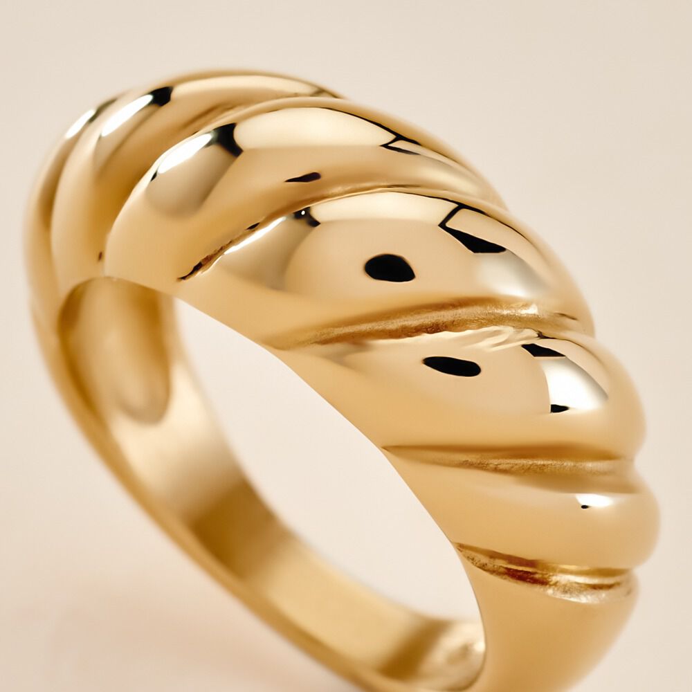 Bague Clive Acier Doré - Bagues dorées Femme | Marc Orian