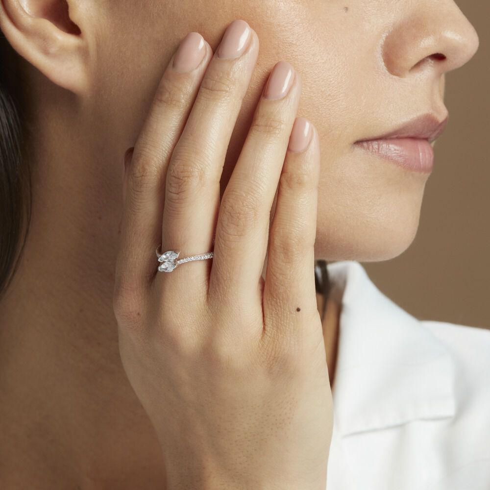 Bague Nevarte Argent Blanc Oxyde De Zirconium - Bagues avec pierre Femme | Marc Orian
