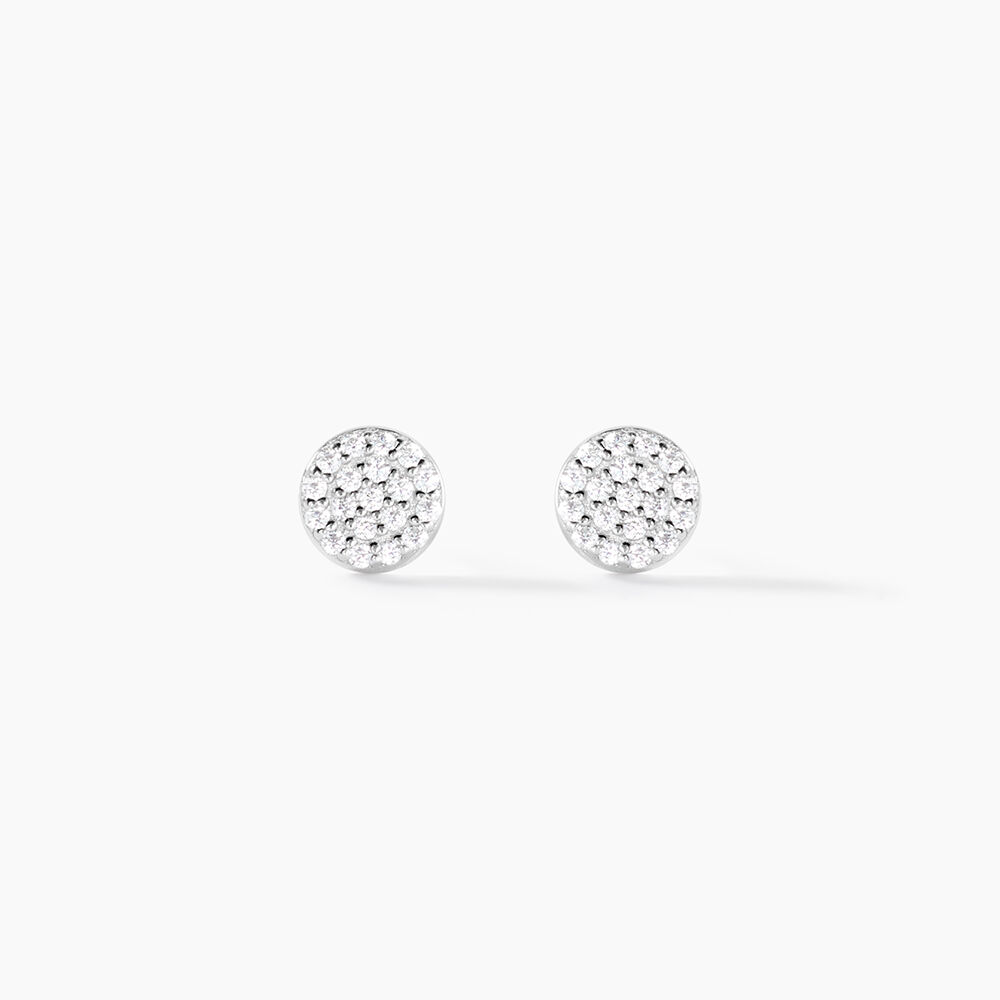 Boucles D'oreilles Puces Angeles Argent Blanc Oxyde De Zirconium - Puces Femme | Marc Orian